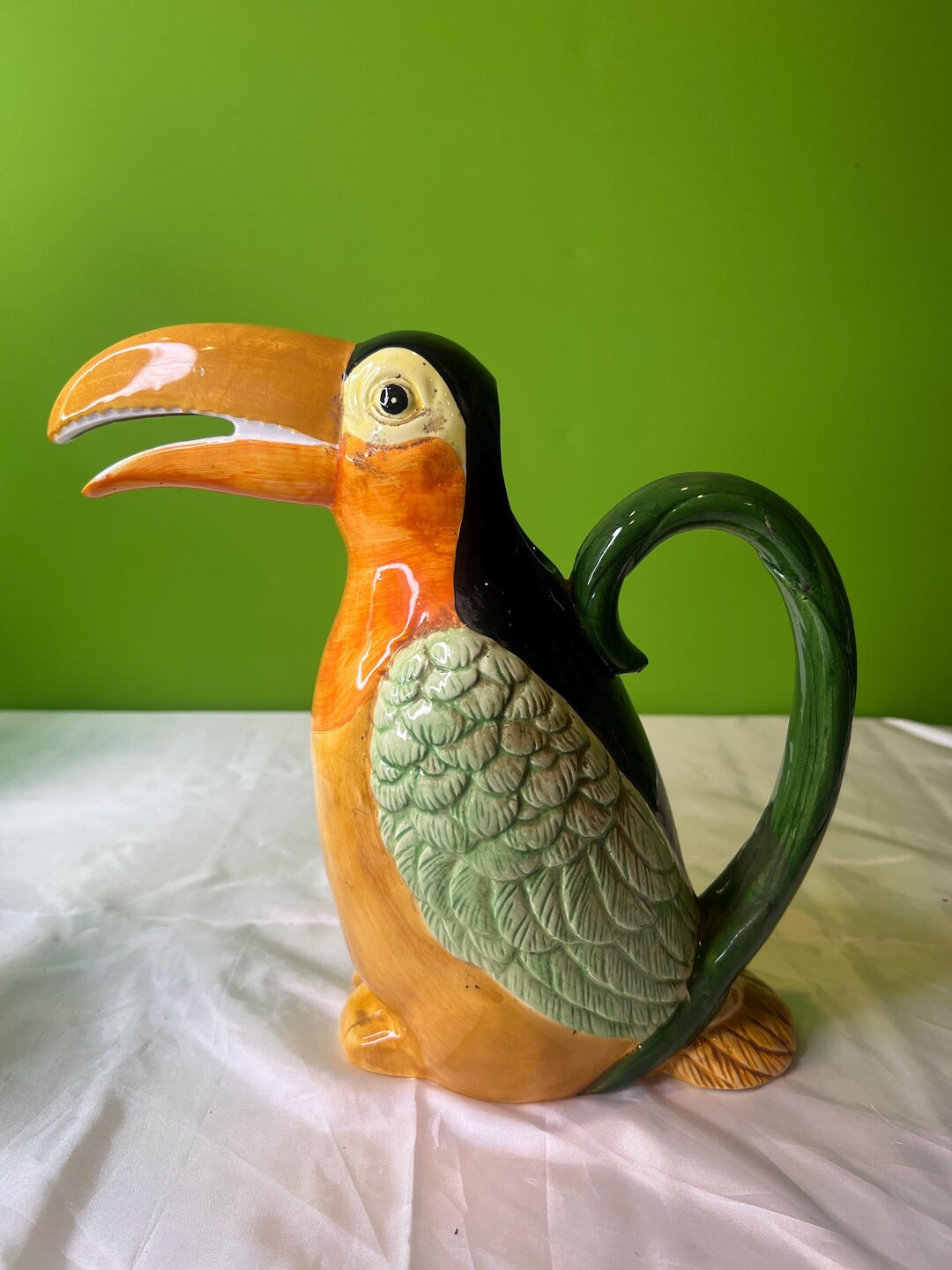 Vintage Toucan Parrot Water Pitcher Figural Ceramic Hand Painted Bird Decor Tropical - Etsy | Etsy (US)