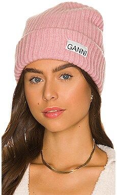 Ganni Knit Beanie in Pink Nectar from Revolve.com | Revolve Clothing (Global)