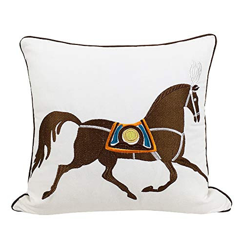 Croker Horse 18x18'' inches White Embroidered Horse Throw Pillow Cushion Covers - Modern Fashion ... | Amazon (US)