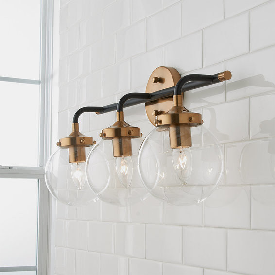 Mixed Metal Globe Vanity Light - 3 light | Shades of Light