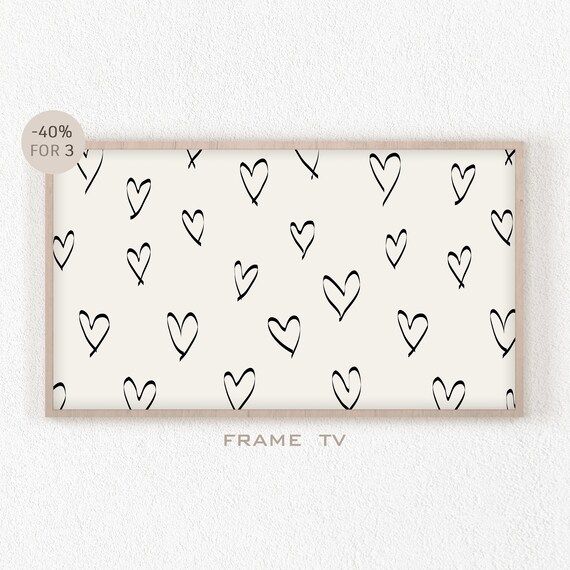 Samsung Frame TV Art Valentines Day Black Hearts 4k Neutral | Etsy | Etsy (US)