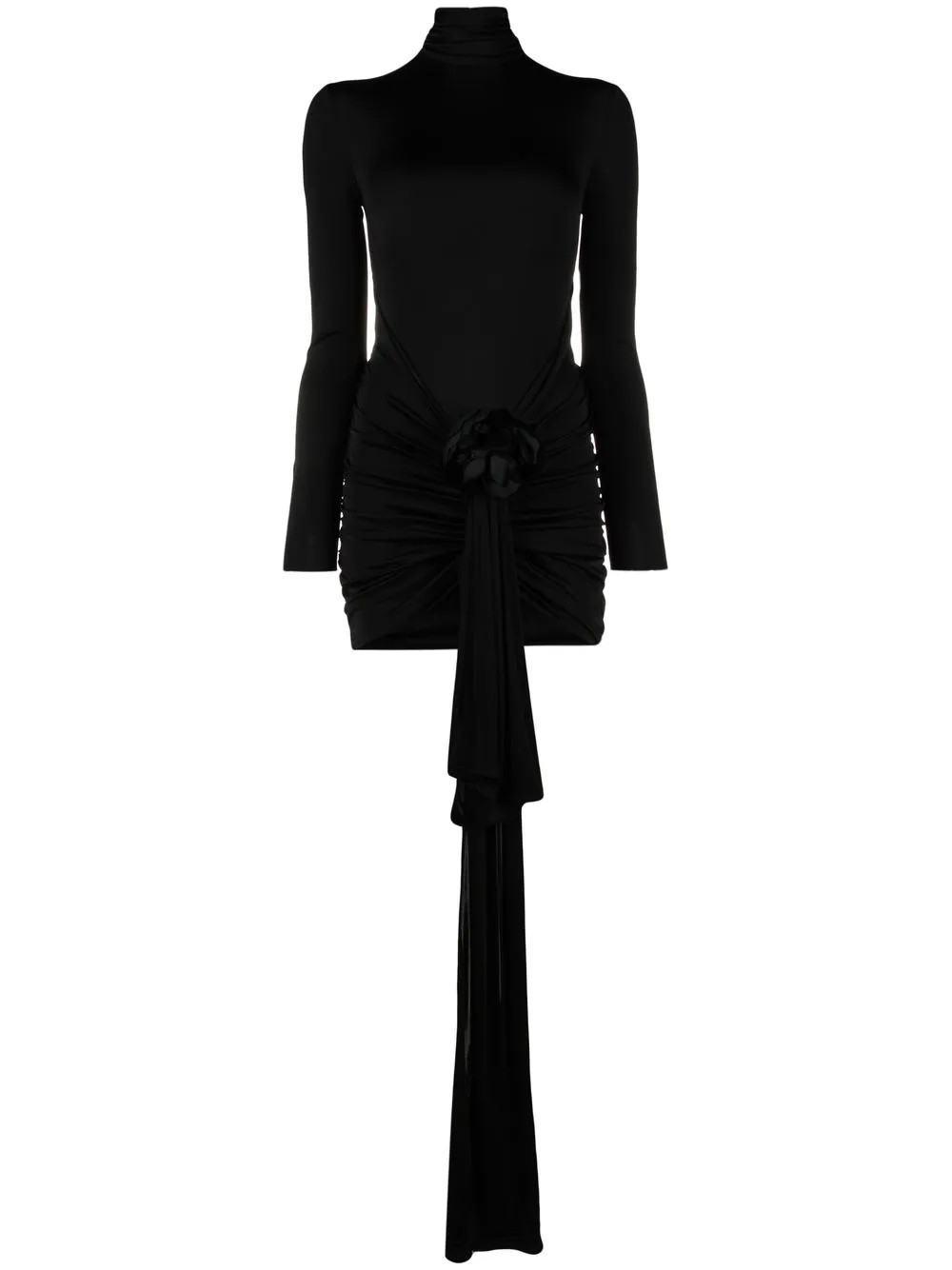 Saint Laurent rose-appliqué Minidress - Farfetch | Farfetch Global