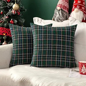 MIULEE Christmas Set of 2 Scottish Tartan Plaid Throw Pillow Covers Farmhouse Classic Decorative ... | Amazon (US)