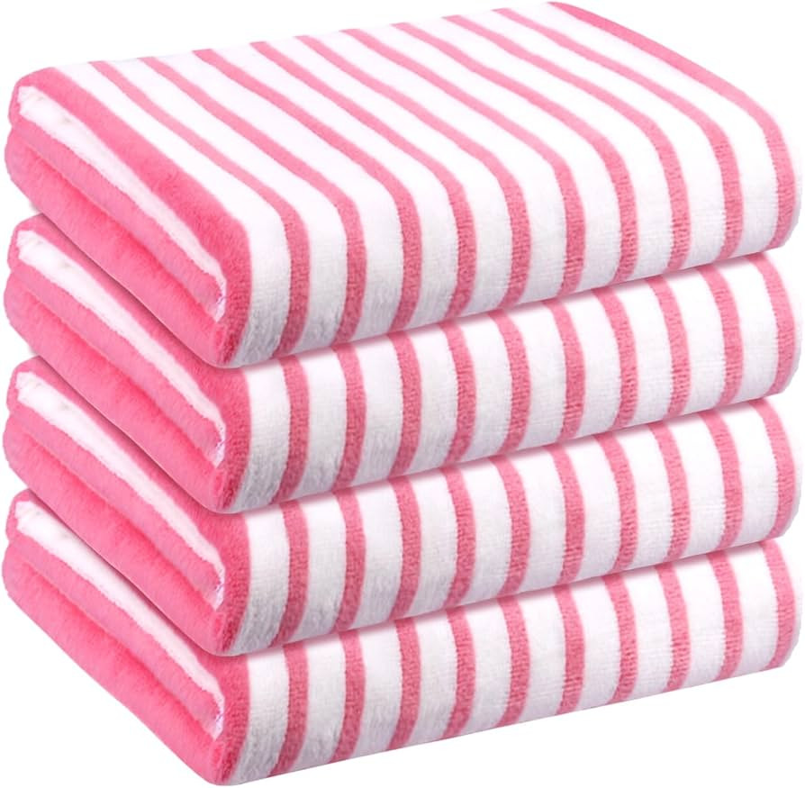 JML Beach Towels, Microfiber Beach Towel (4 Pack, 30" x 60") Cabana Stripe Absorbent and Quick Dr... | Amazon (US)