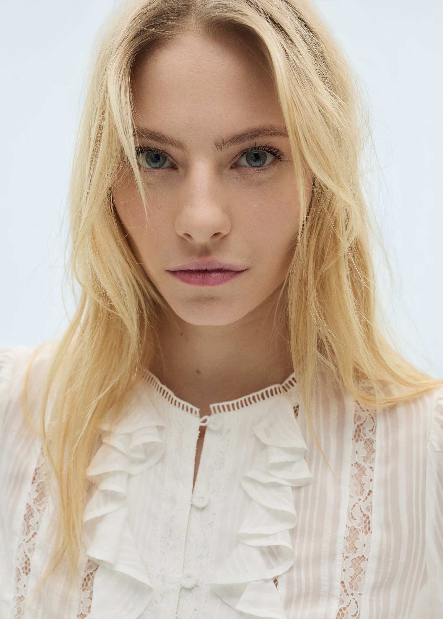 Blouse with ruffles and lace details - Women | MANGO USA | Mango (US/MX/AU)