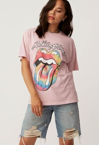 Rolling Stones Tie Dye Tongue Weekend Tee in Dusty Lilac | Daydreamer