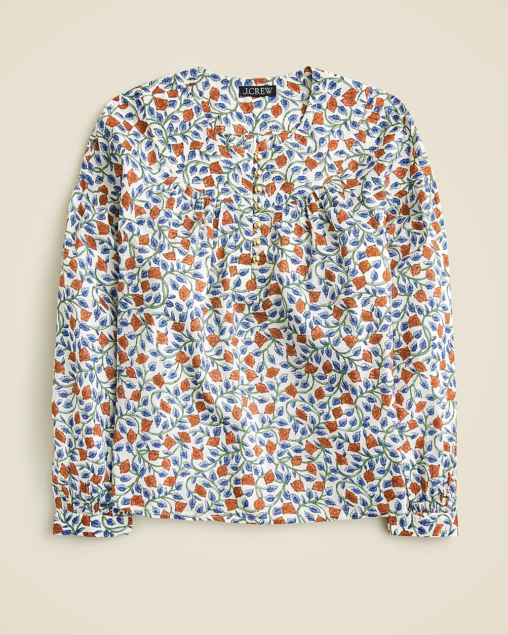 Shirred popover top in rosewood floral | J. Crew US