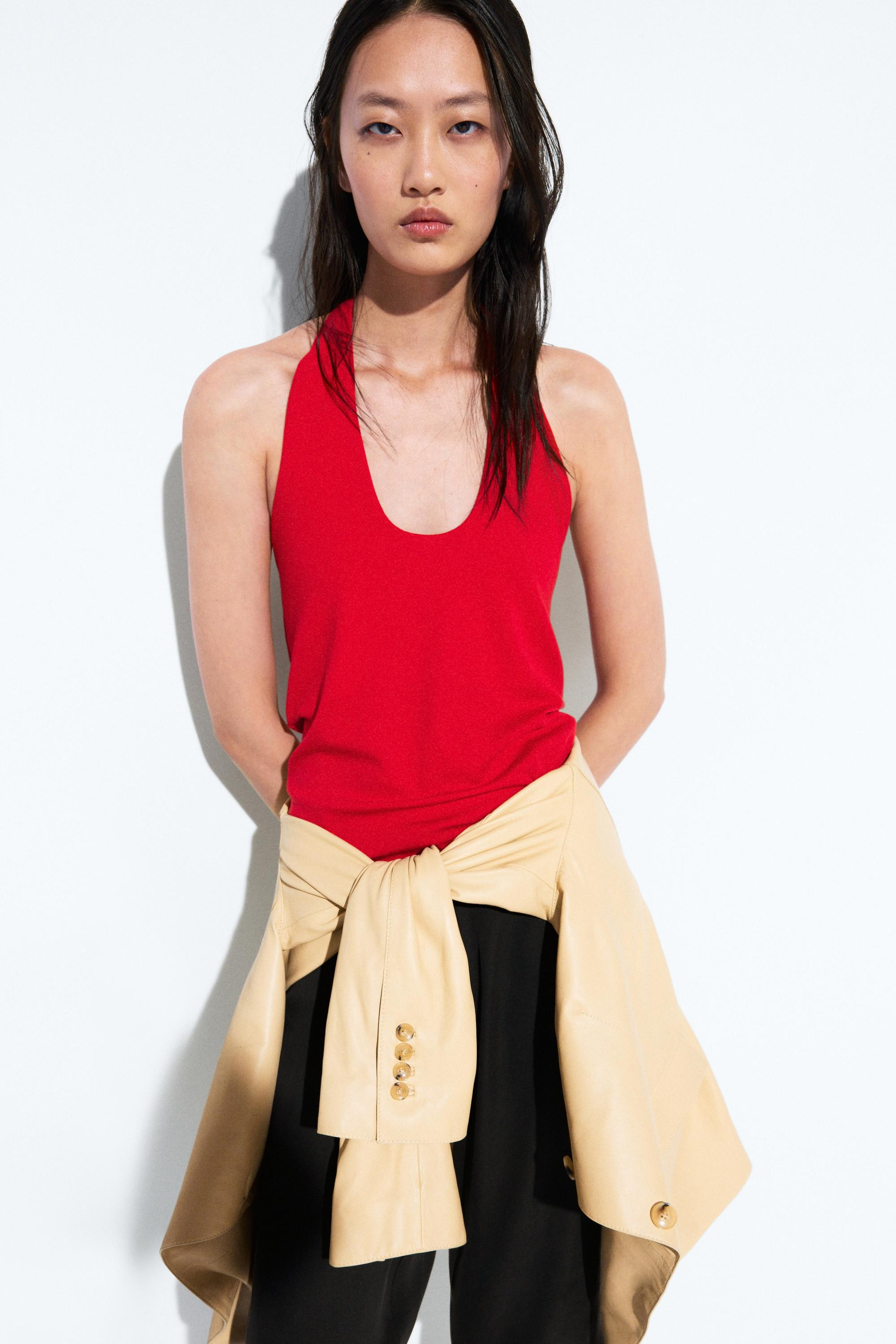 Cotton modal blend halter top | Massimo Dutti US