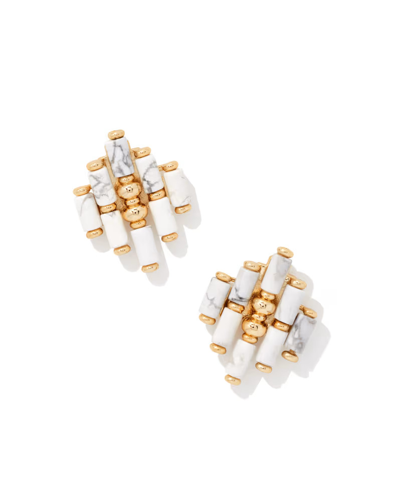 Ember Gold Statement Stud Earrings in White Howlite | Kendra Scott | Kendra Scott