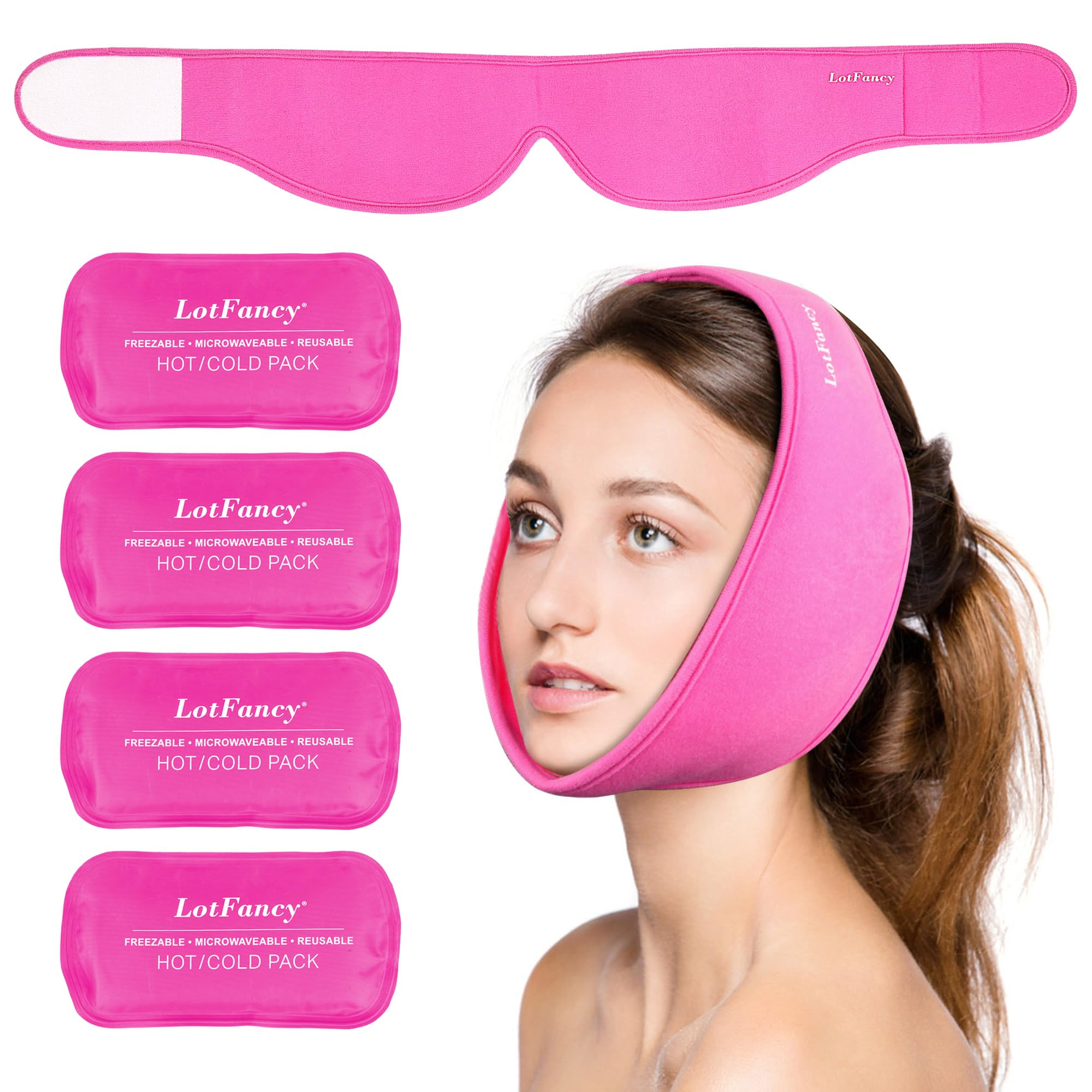 LotFancy Face Ice Pack Wrap with 4 Reusable Hot Cold Therapy Gel Packs, FSA HSA Eligible, Pain Re... | Amazon (US)