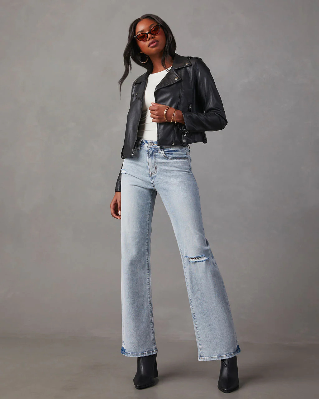 Crystal 90'S Vintage Distressed Flare Jeans | VICI