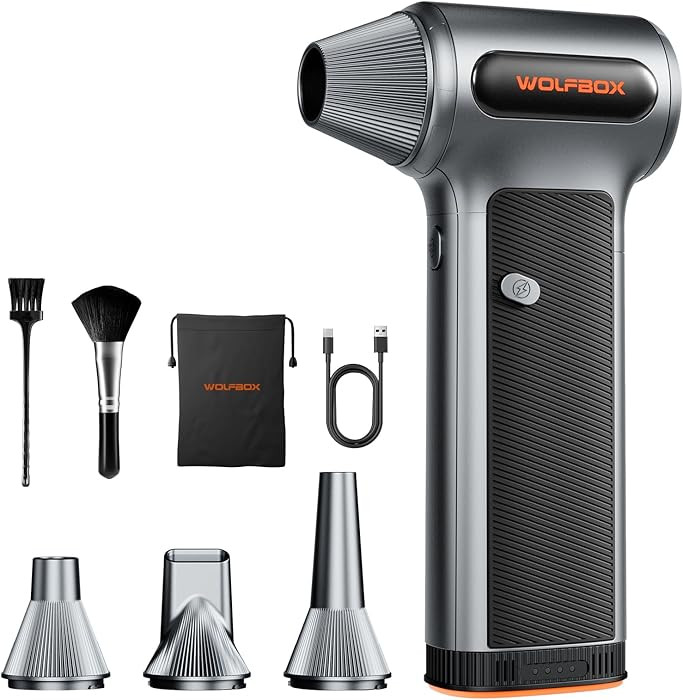 WOLFBOX MF200 Compressed Air Duster with Removable Battery & 4 Nozzles, Cordless 3-Speed Adjustab... | Amazon (US)