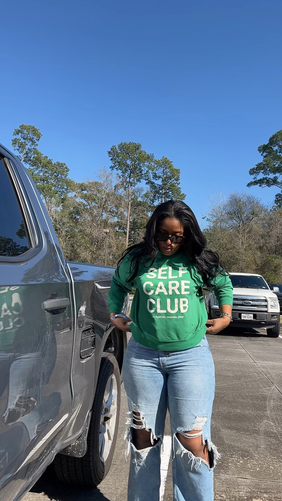 Jeans and sweatshirt combo