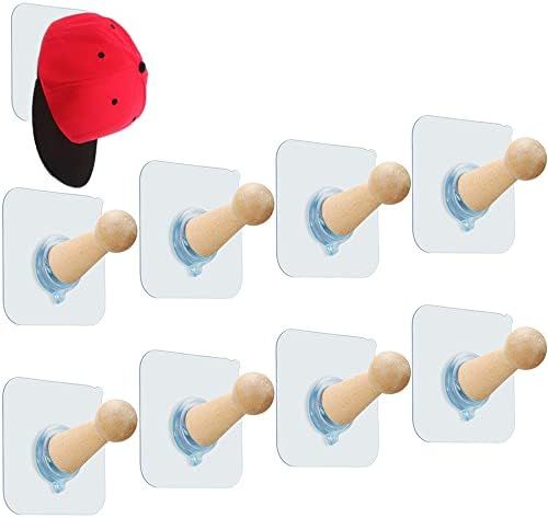 Adhesive Hooks Hat Hooks for Wall Hat Hanger Decorative Cap Holder Extended Wooden Pegs Towel Hoo... | Amazon (US)
