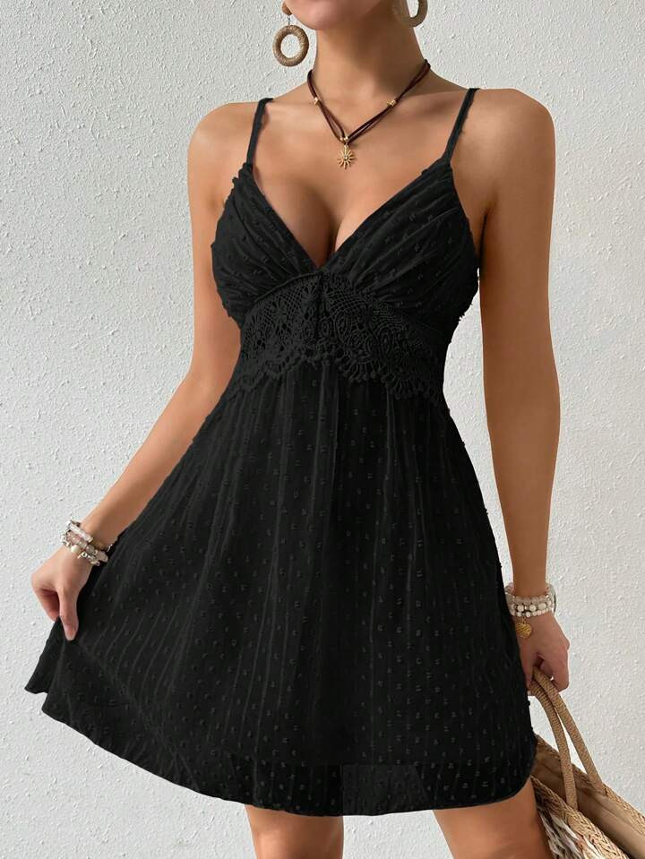 SHEIN Privé Women's Solid Color Minimalist Casual Cami Dress | SHEIN