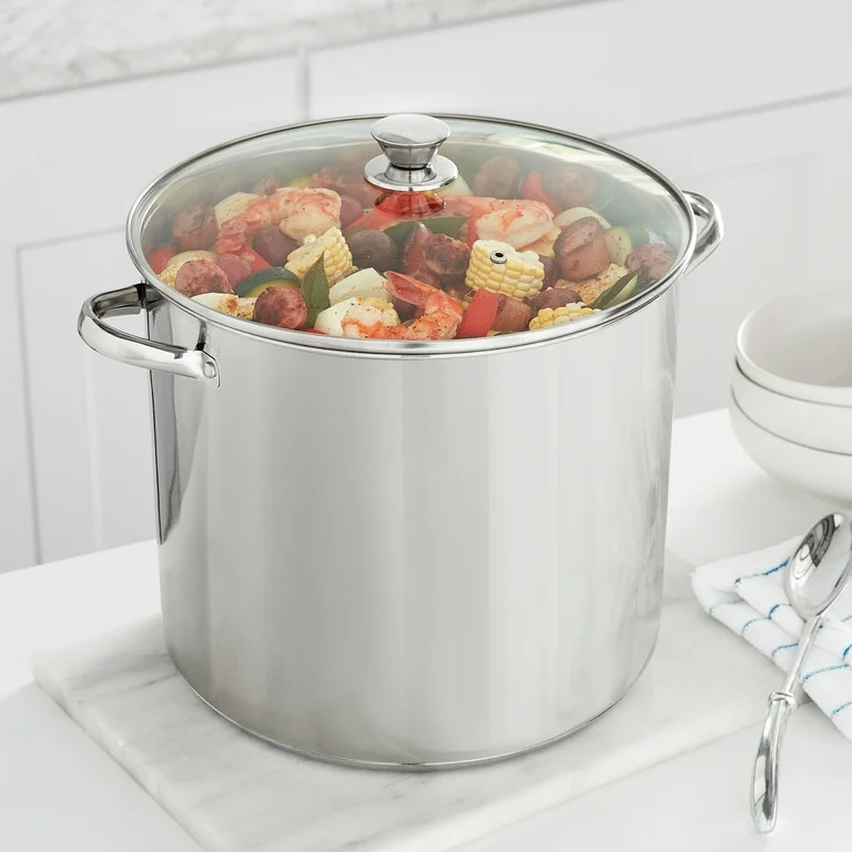 Mainstays Stainless Steel 20-Quart Stock Pot with Glass Lid | Walmart (US)