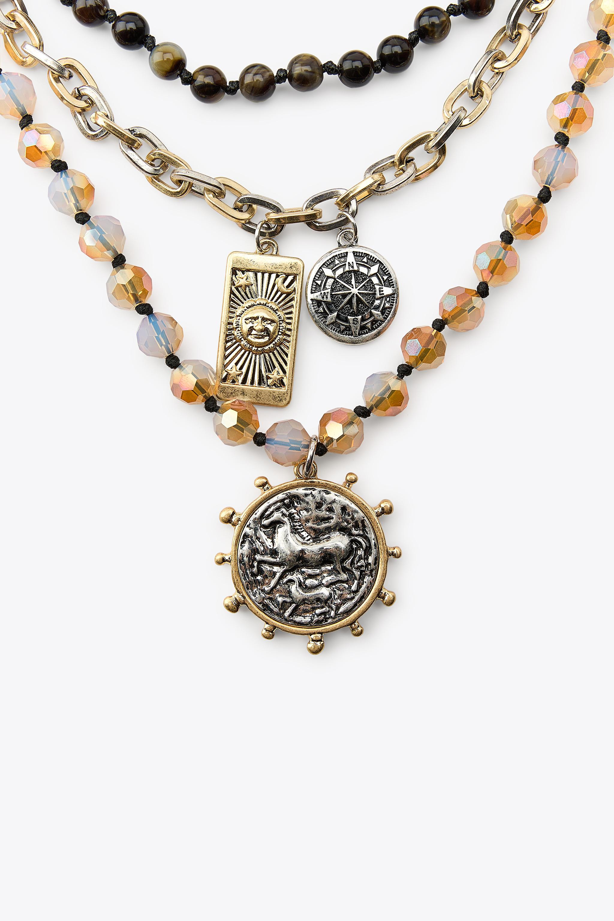 PACK OF 4 BEADED COIN NECKLACES | Zara US