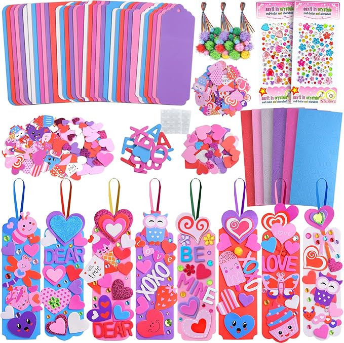 Ruicnte Valentine's Day DIY Craft Gifts for Kids,36Sets Holiday Crafts Making Ornament Bookmark K... | Amazon (US)