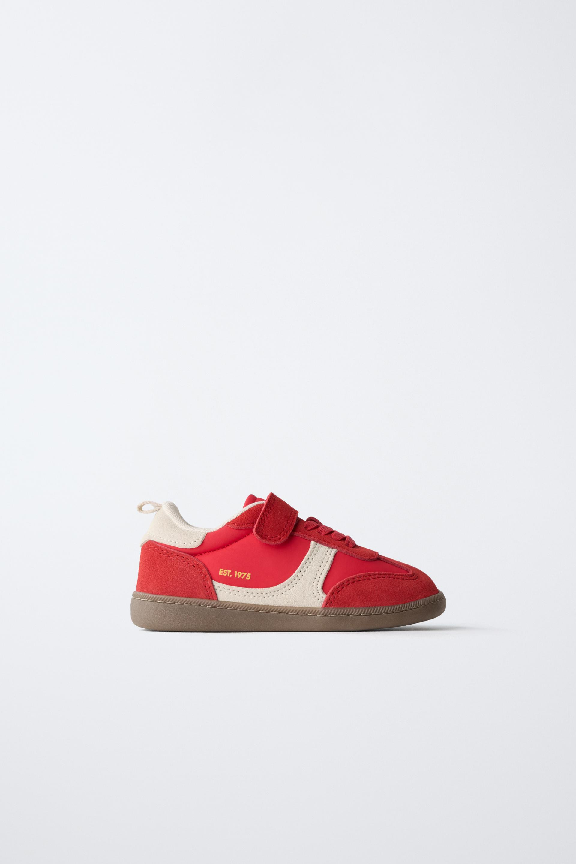 Zara - Split Suede Sneakers - Kids - Red - Kids | Zara US
