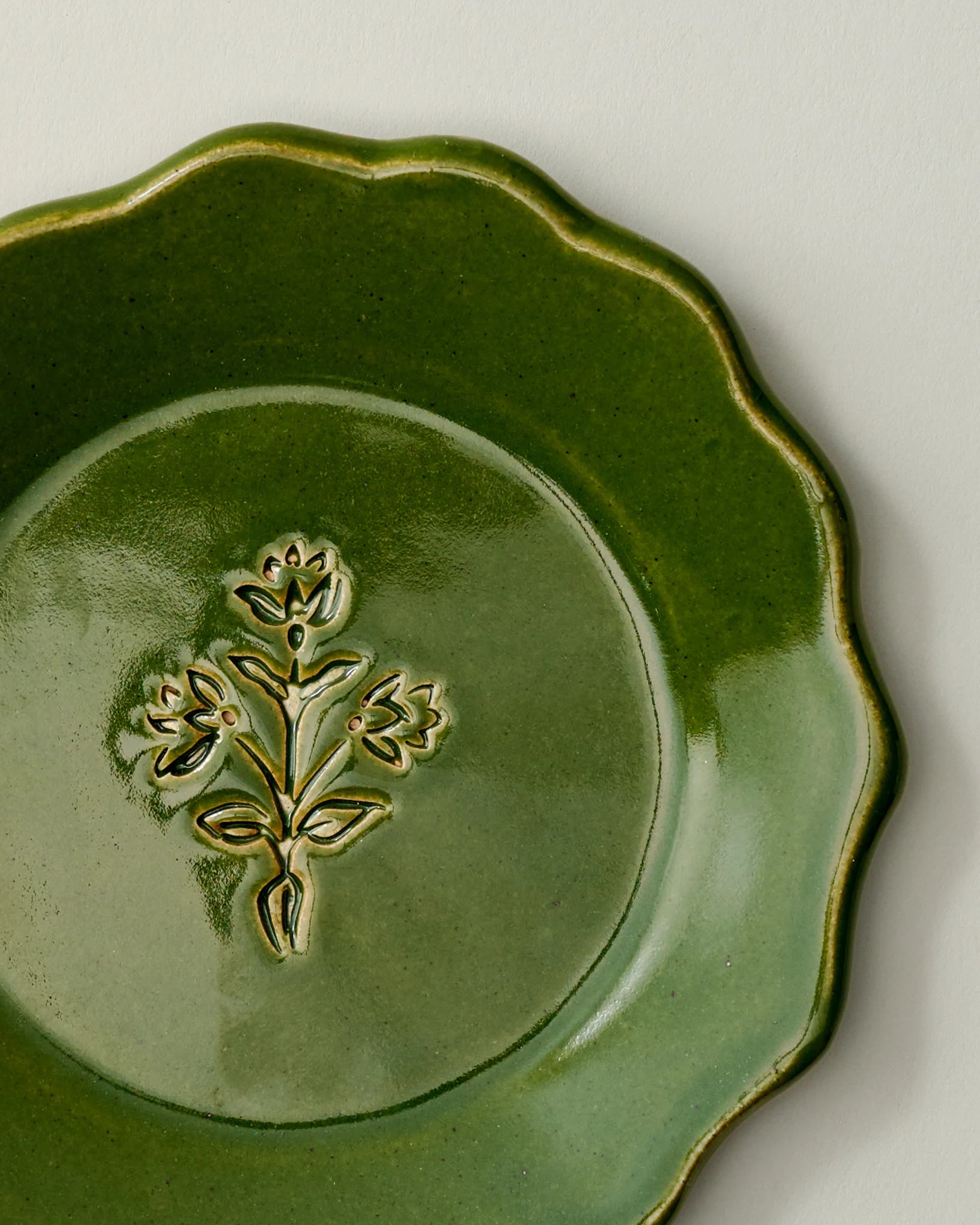 Black Oak Art Green Floral Embossed Trinket Dish | Magnolia