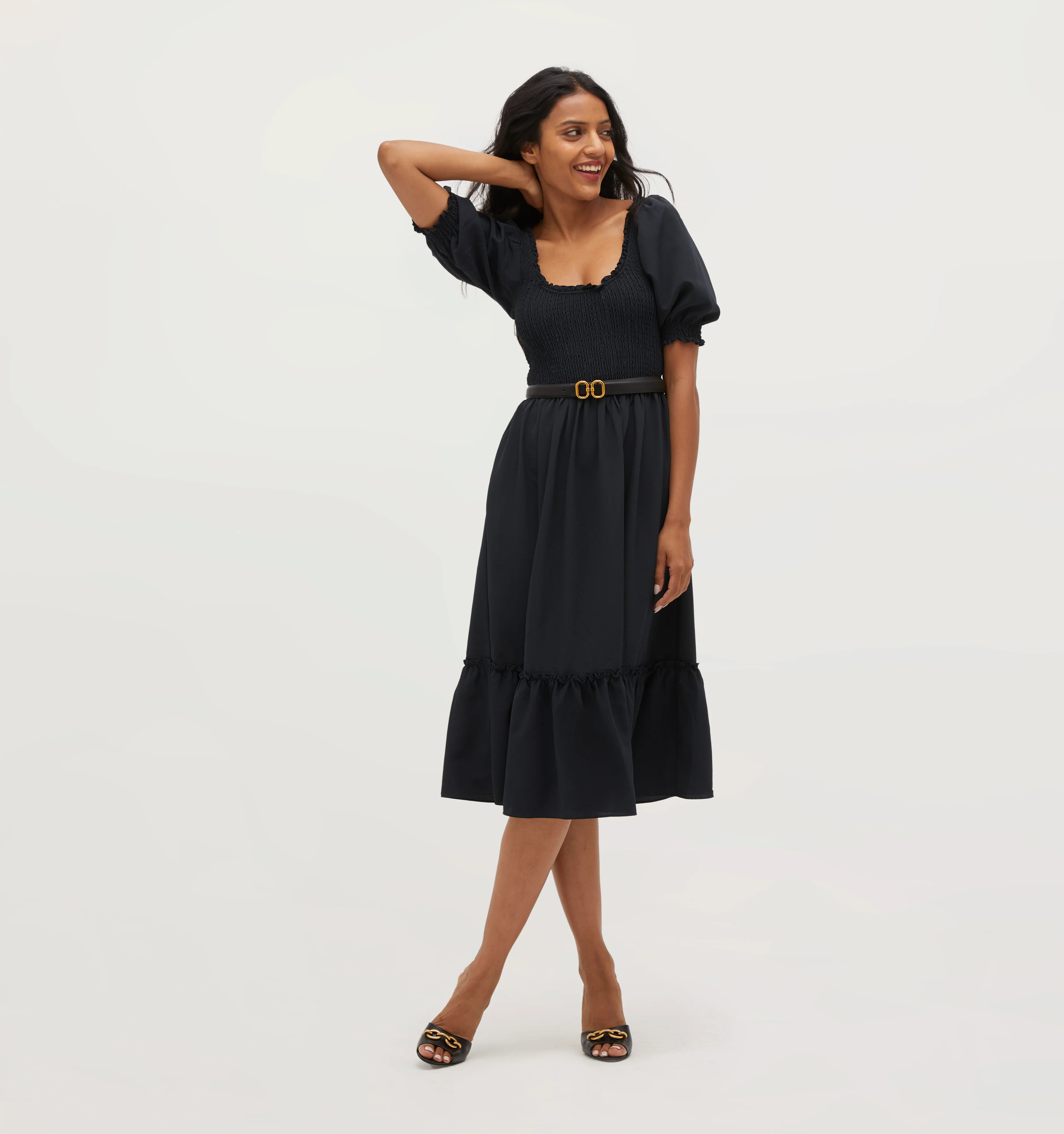 The Louisa Nap Dress - Black Crepe | Hill House Home US
