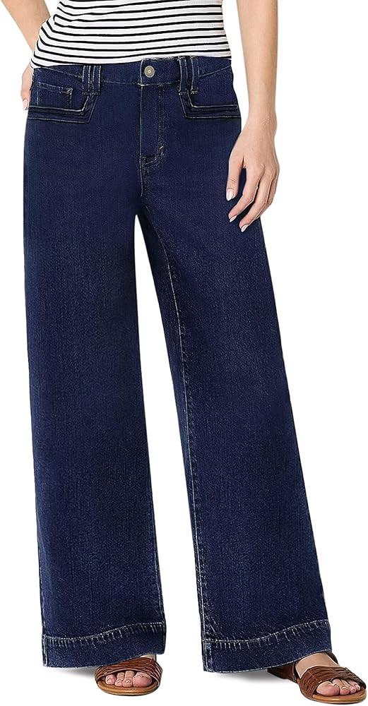 KDF Women's High Rise Straight Leg Jeans,Loose Fit Stretch Denim Pants Wide Leg Baggy Jeans | Amazon (US)