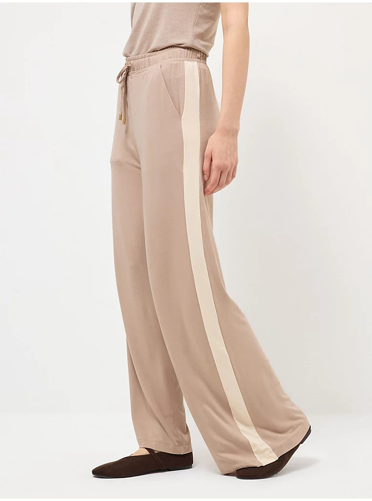 Neutral Stripe Wide Leg Jersey Trousers | George