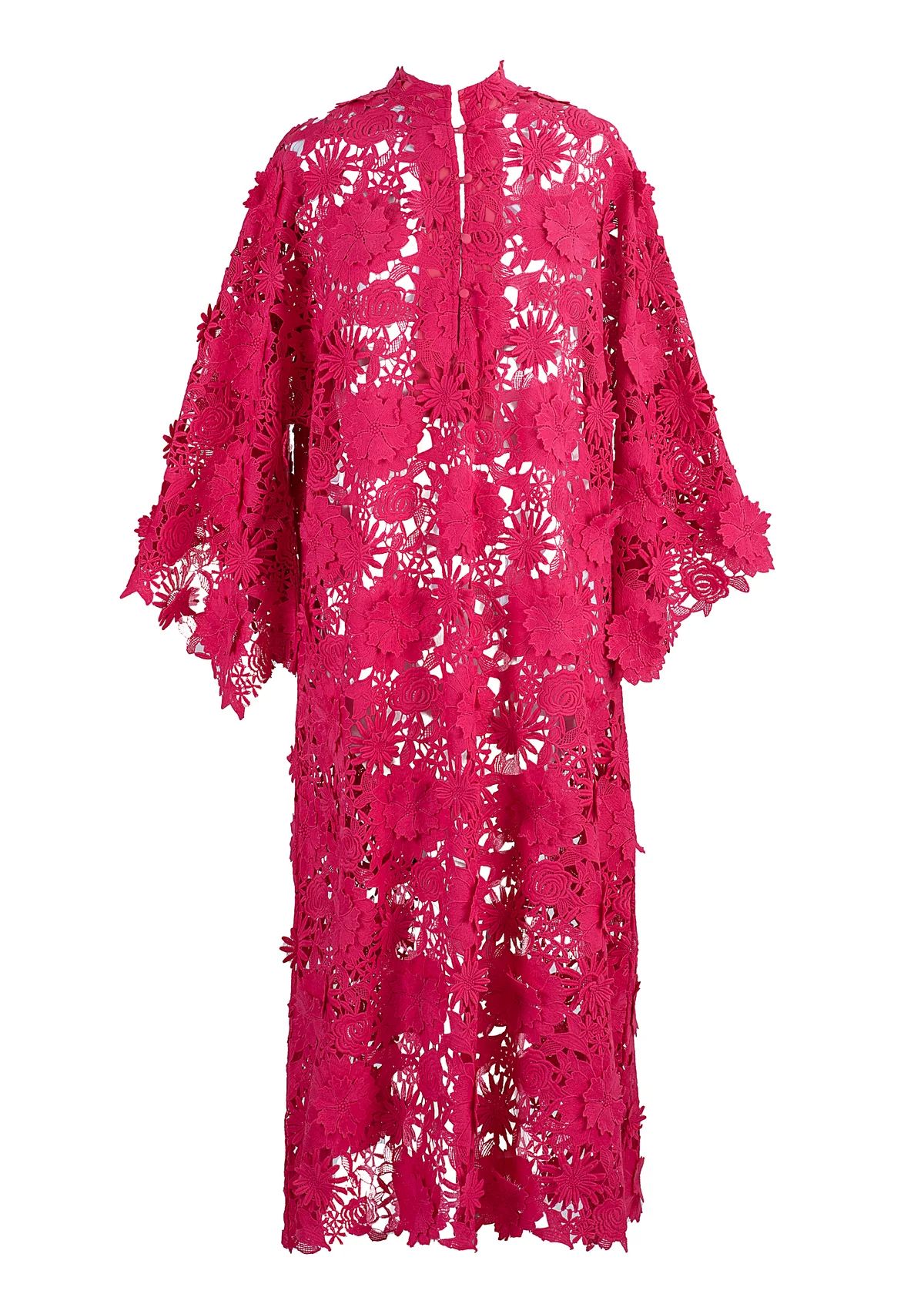 Cranberry 3D Lace Maxi Caftan | Over The Moon