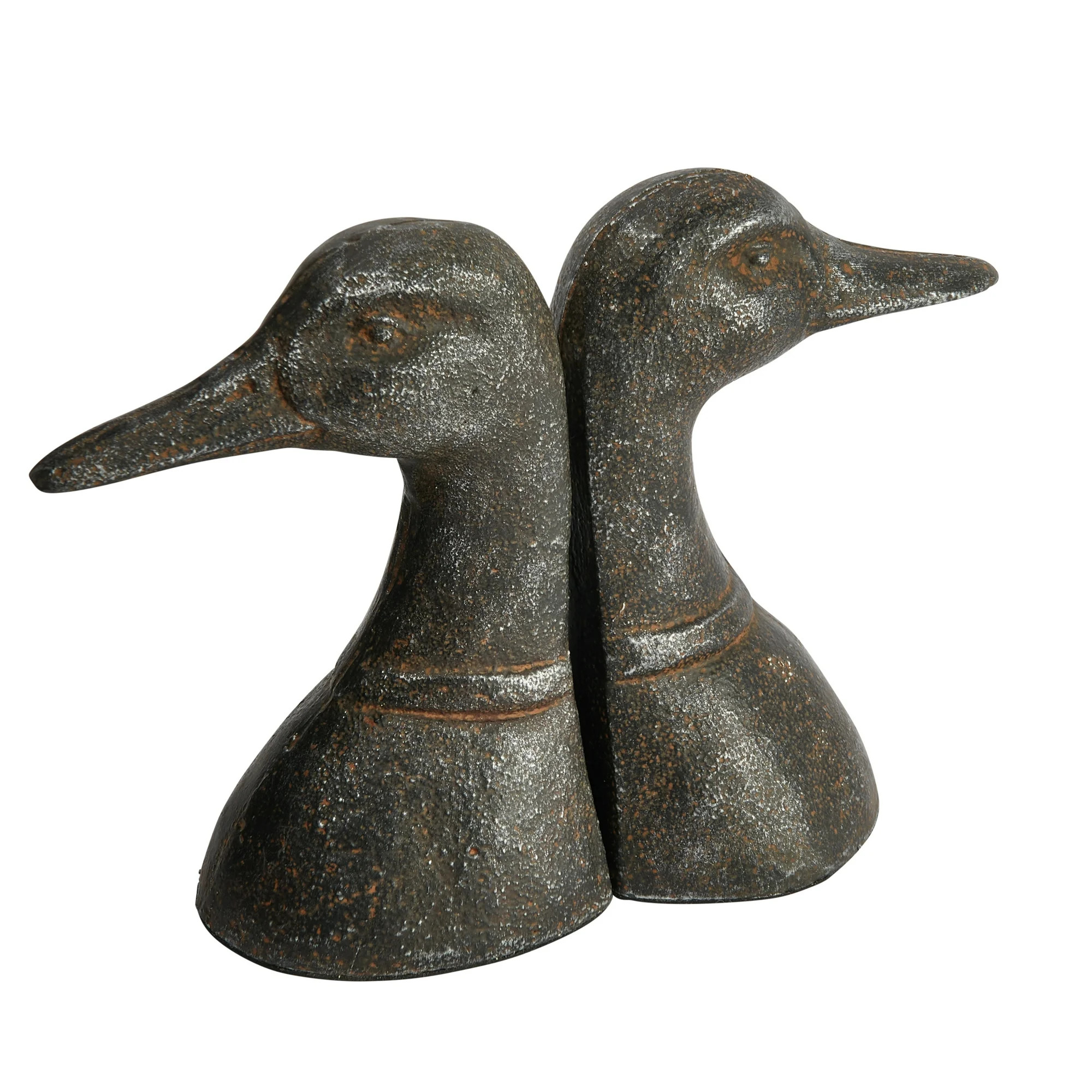 Creative Co-Op Decorative Distressed Cast Metal Duck Head Bookends, Black, Set of 2 | Walmart (US)