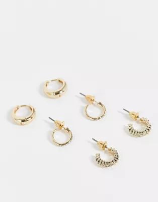 Liars & Lovers pack of 3 essential hoop earrings in gold tone | ASOS (Global)