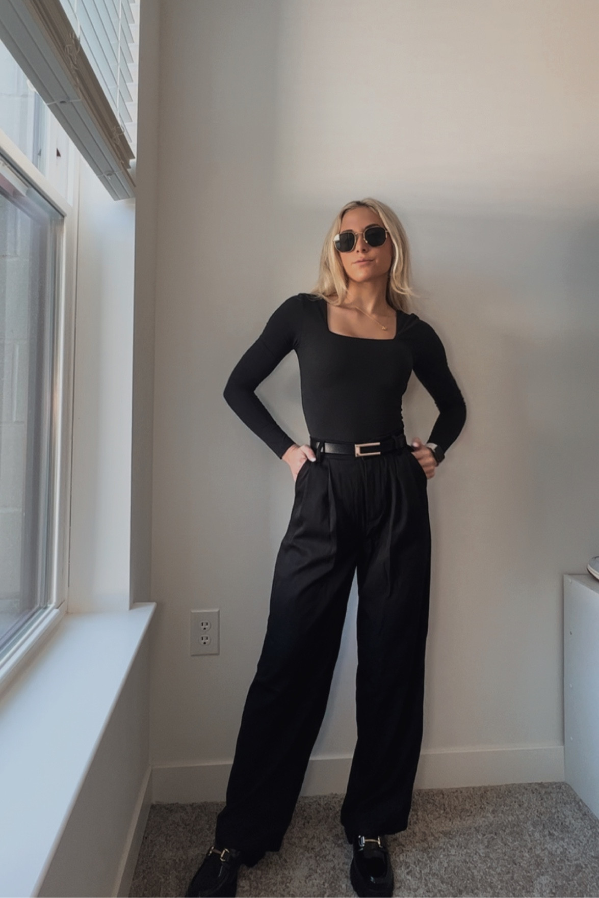 All black chic look🖤

Amazon fashion, quince, bodysuit, amazon belt, square neck, trouser pants, petite fashion, work fit, office fit, raybans, black sunglasses, chic outfit, cute loafers, chunky loafers, realtor fashion

#LTKfindsunder50 #LTKstyletip #LTKworkwear