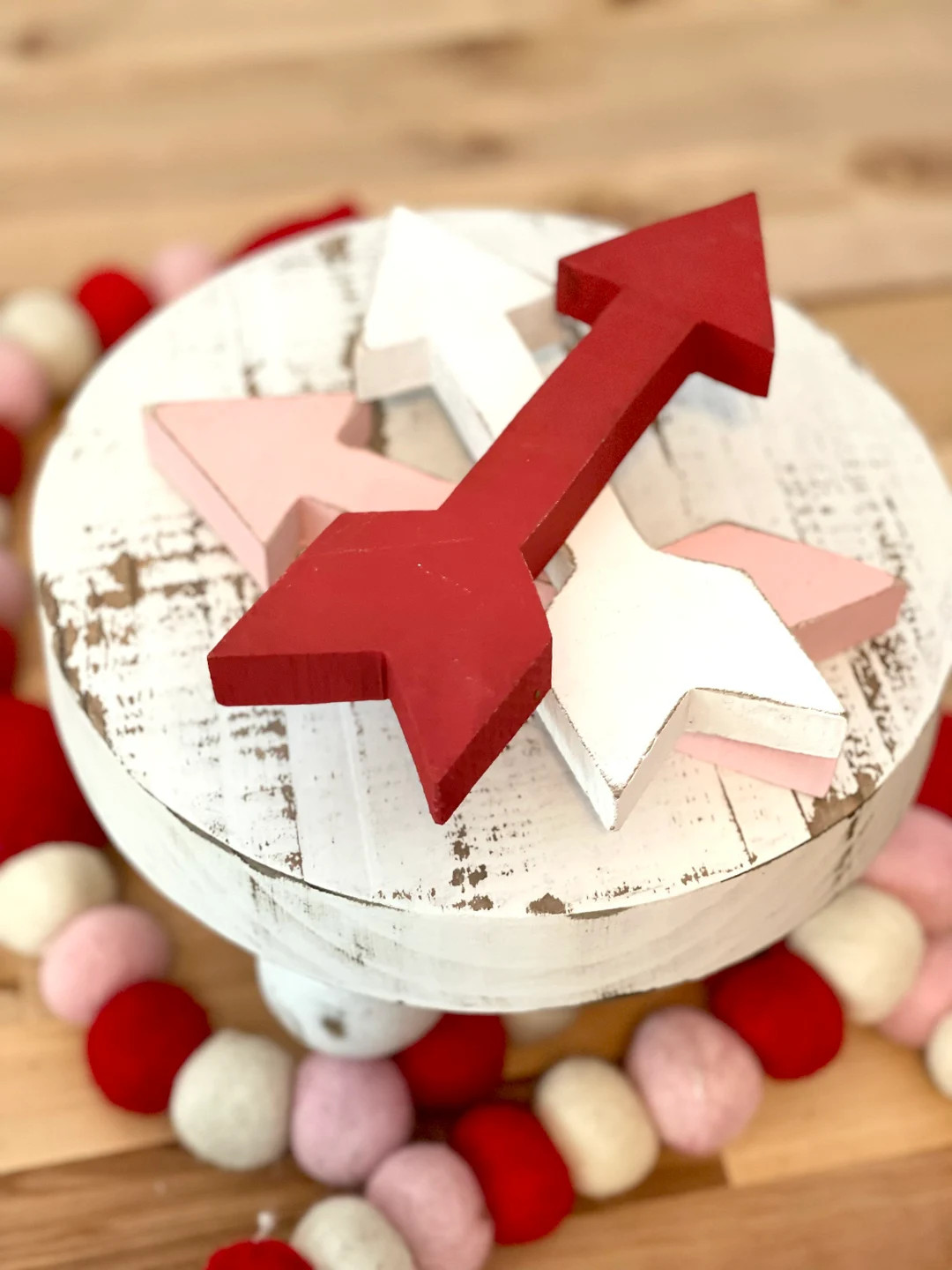 wooden arrow, heart decor, Valentine’s decor, valentines tiered tray, wood arrow, hearts, pink ... | Etsy (US)