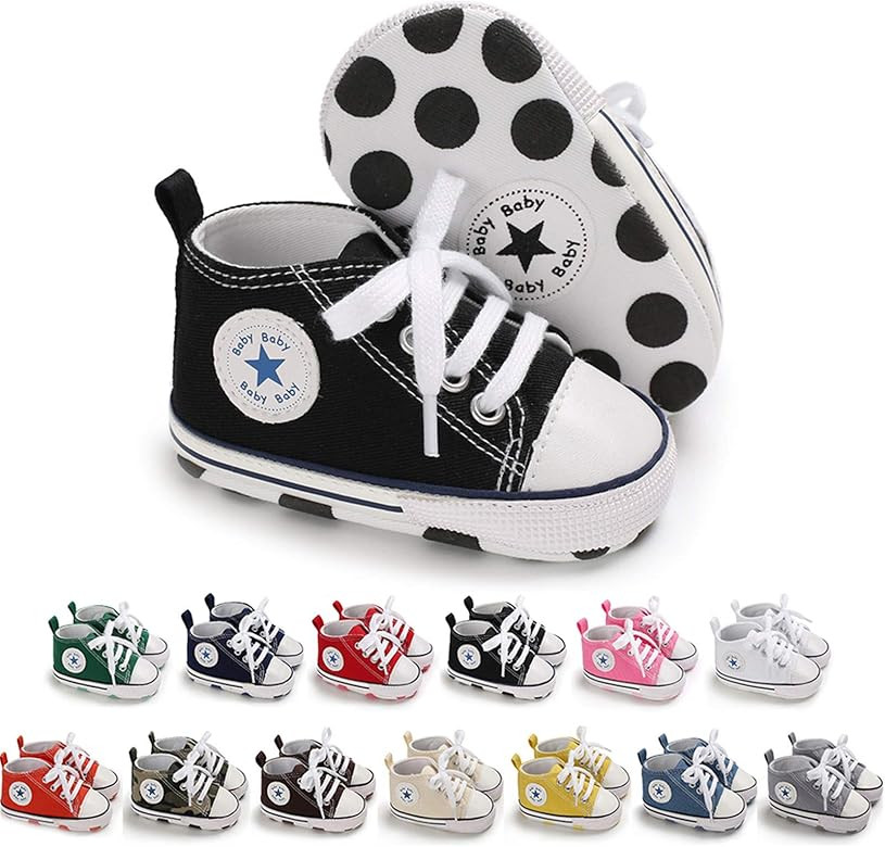 Tutoo Unisex Baby Boys Girls High Top Sneaker Soft Anti-Slip Sole Newborn Infant First Walkers Ca... | Amazon (US)