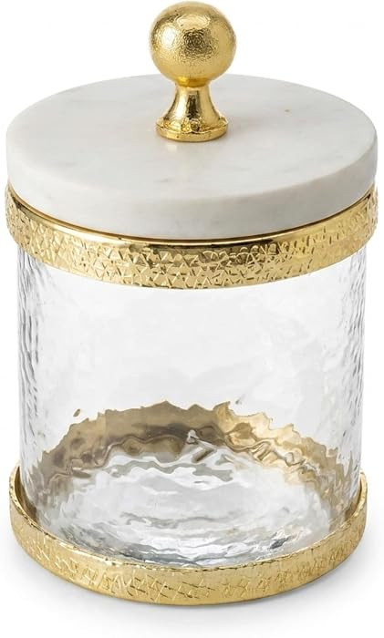 Godinger Canister Storage Container, Glass Storage Canister, Marble with Gold Band - 4x4 | Amazon (US)
