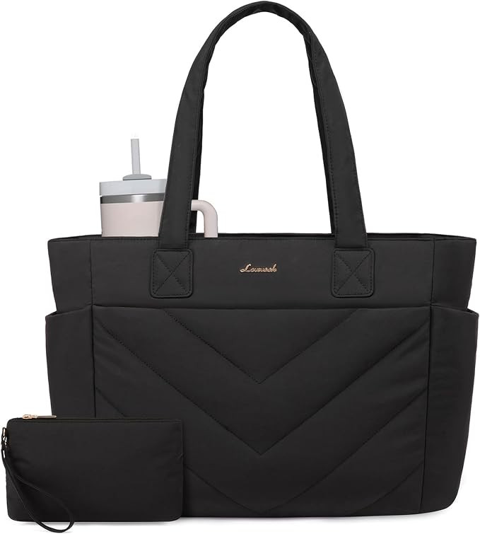 LOVEVOOK Tote Bag for Women, Puffer Work Travel Handbag with Zipper for Teacher Nurse, Quilted Cu... | Amazon (US)
