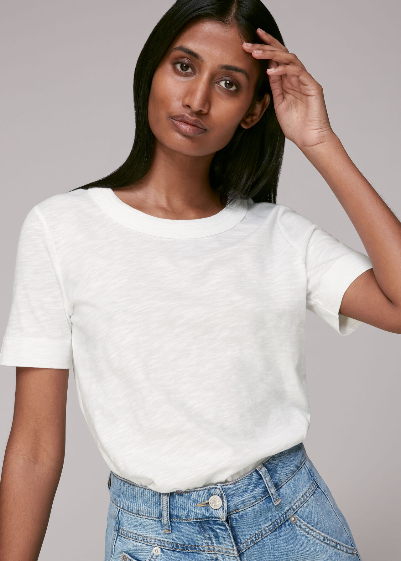 White Rosa Double Trim T-Shirt | WHISTLES | | Whistles