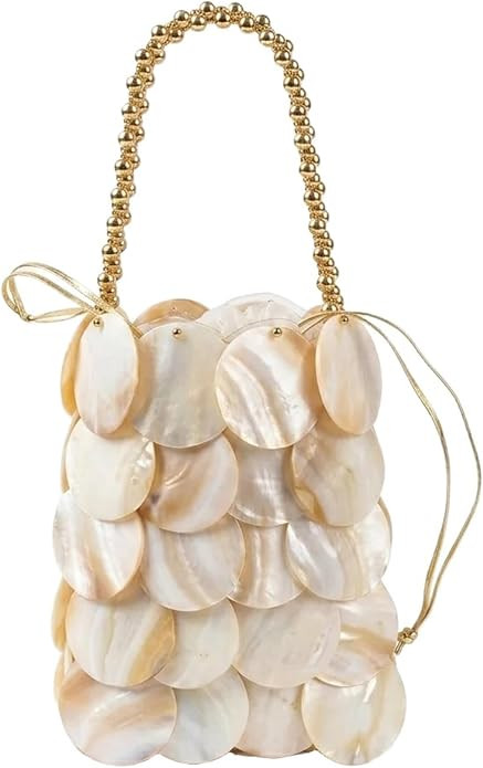 Small Seashell Bag for Women Summer Shell Beaded Purses Cute Shell Clutch Handbag Beach Wedding E... | Amazon (US)