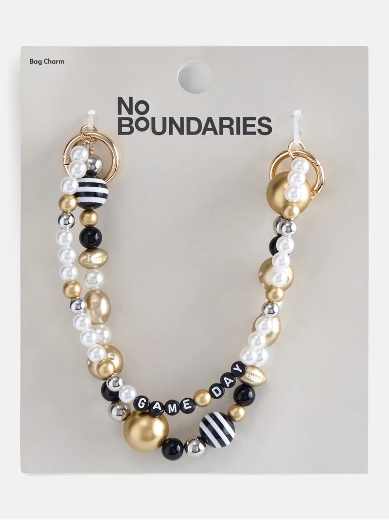 No Boundaries Women\u2019s Game Day Beaded Swag Charm, Black & Gold | Walmart (US)