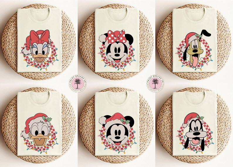 Retro Christmas Disney Shirts, Christmas Mickey and Friends Shirt, Checkered Disney Shirts, Match... | Etsy (US)