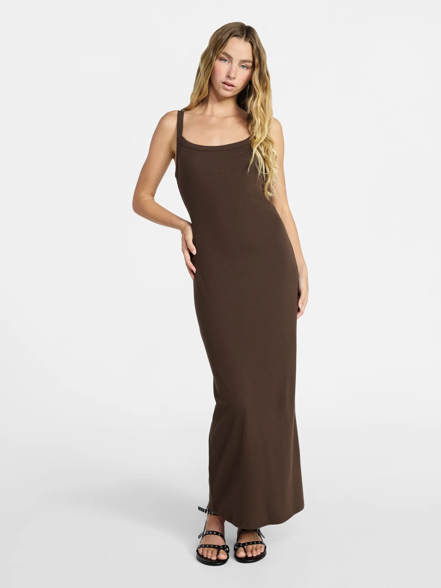 No Boundaries Long Scoop Neck Maxi Dress, Women’s Sizes XXS-XXL | Walmart (US)