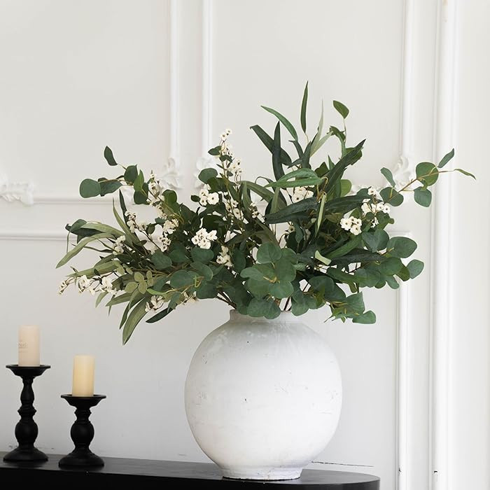 MISSPIN Artificial Flowers with Greenery Stems Faux Plants Indoor Branches for Tall Vase Ultra-Re... | Amazon (US)