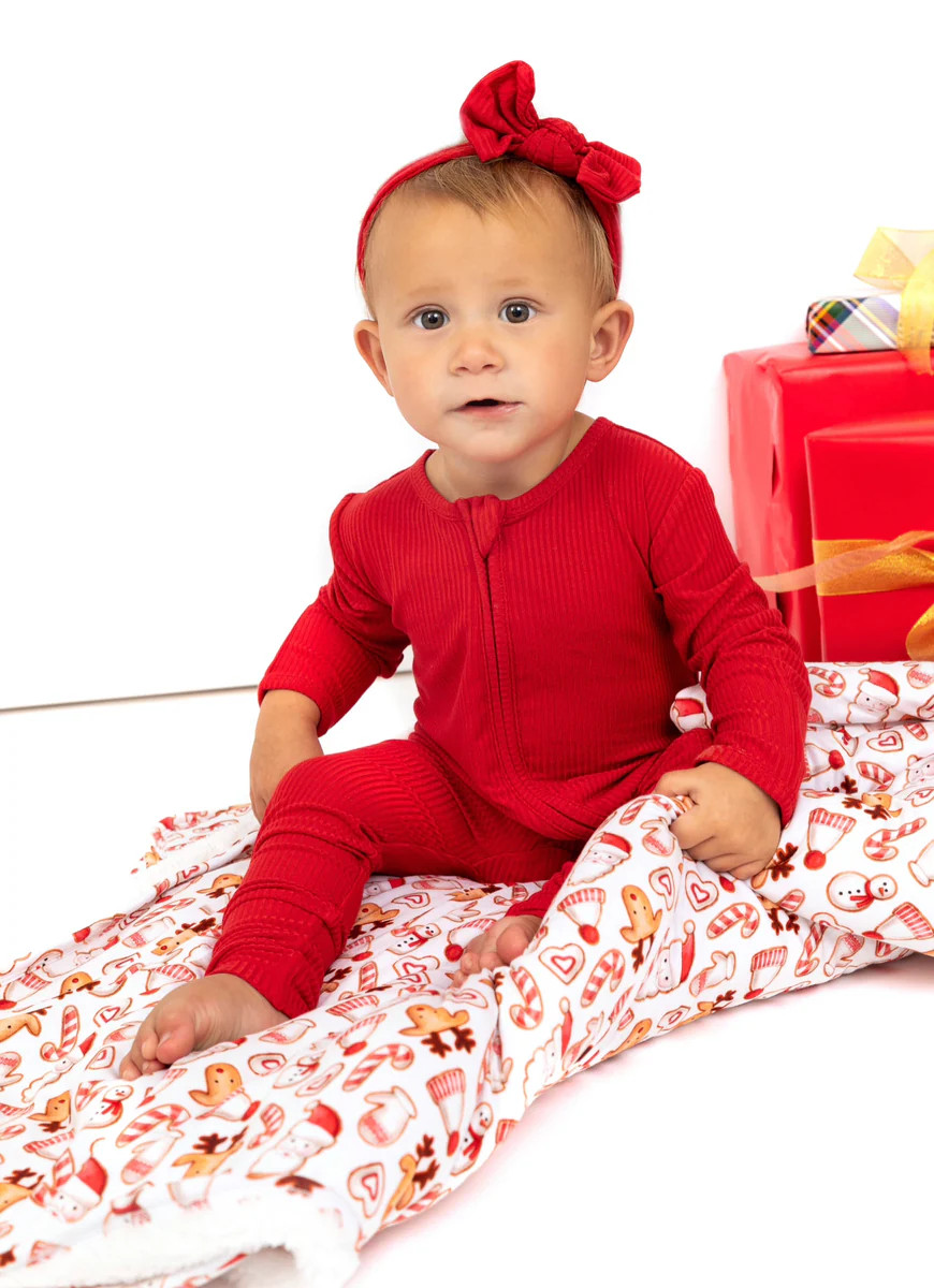 Red Ribbed Convertible Onesie | Little Pajama Co.
