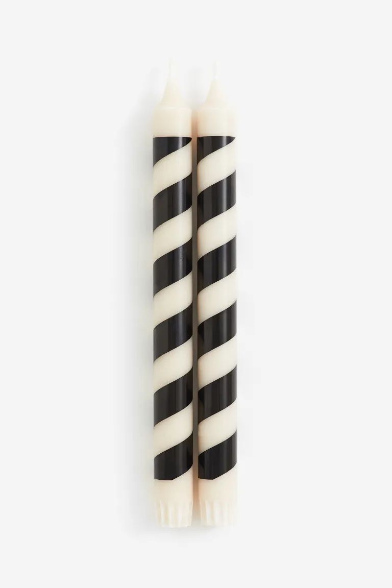 2-pack Candy Cane Candles - Black/striped - Home All | H&M US | H&M (US + CA)