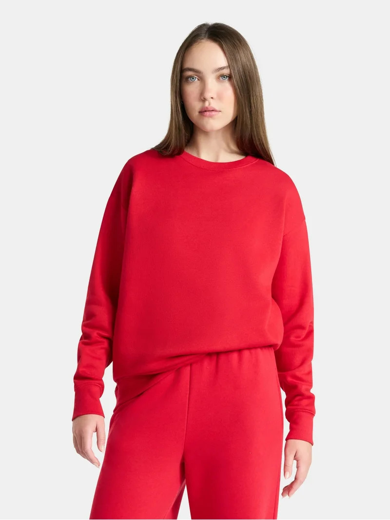 No Boundaries Fleece Oversized Sweatshirt with Long Sleeves, Women’s | Walmart (US)