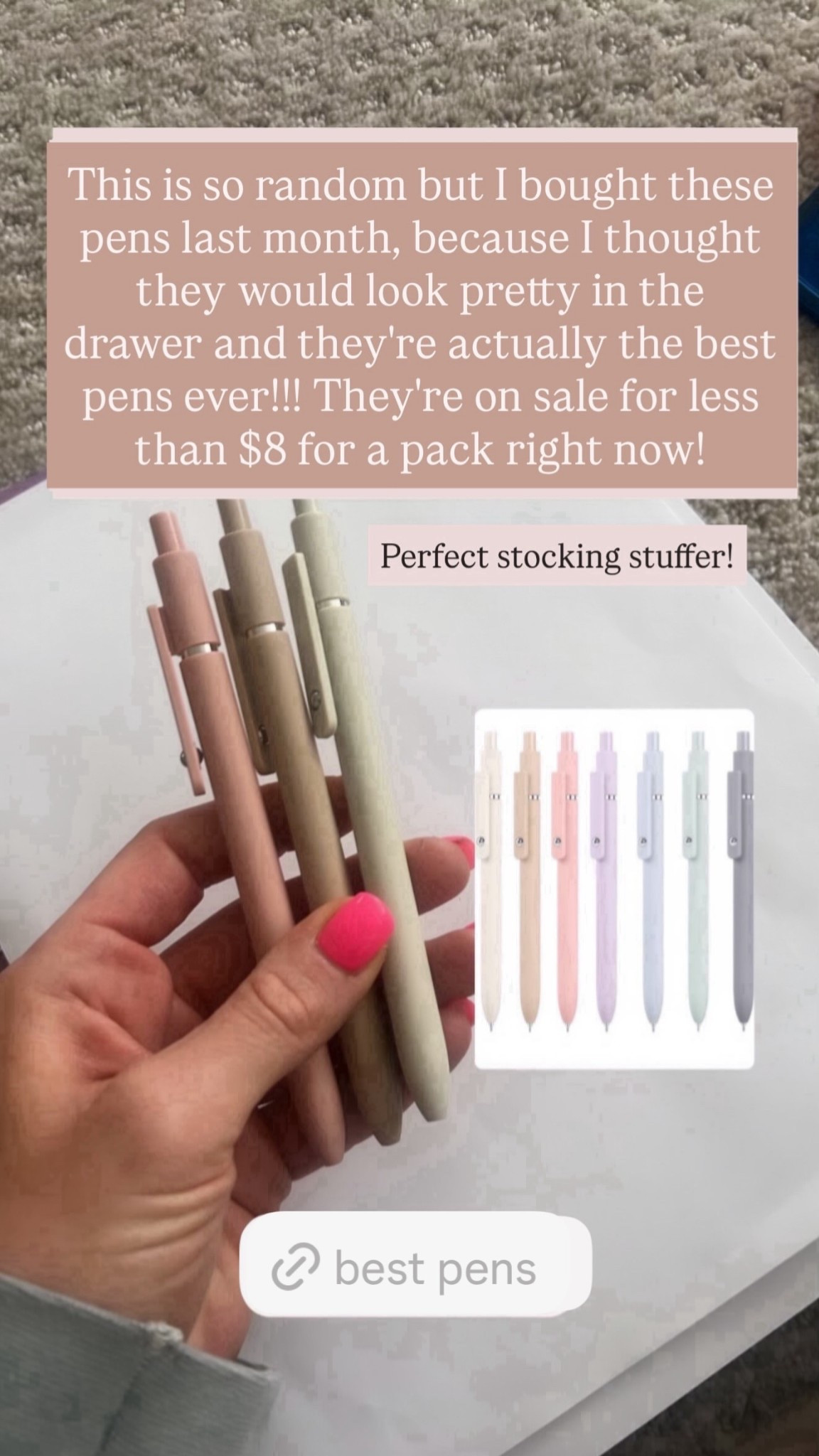 This is so random but I bought these pens last month, because I thought they would look pretty in the drawer and they're actually the best pens ever!!! They're on sale for less than $8 for a pack right now! I also linked a few more of my favorite stocking stuffers 🫶

#LTKHome #LTKmomlife #LTKSaleAlert
