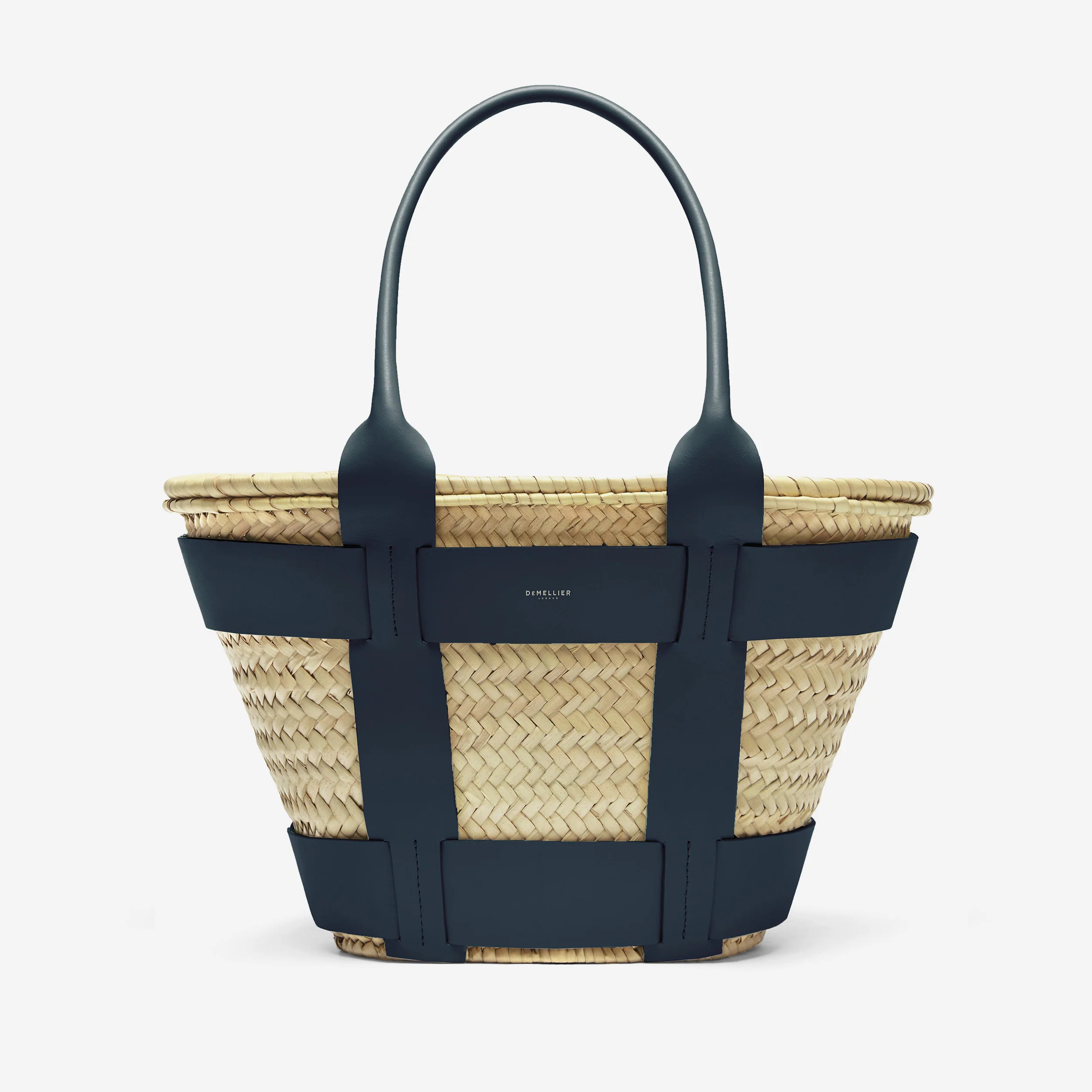 The Santorini | Natural Basket & Navy Smooth | DeMellier | DeMellier