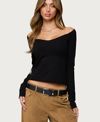 Women's Nattie Off Shoulder V Neck Top | Macy's