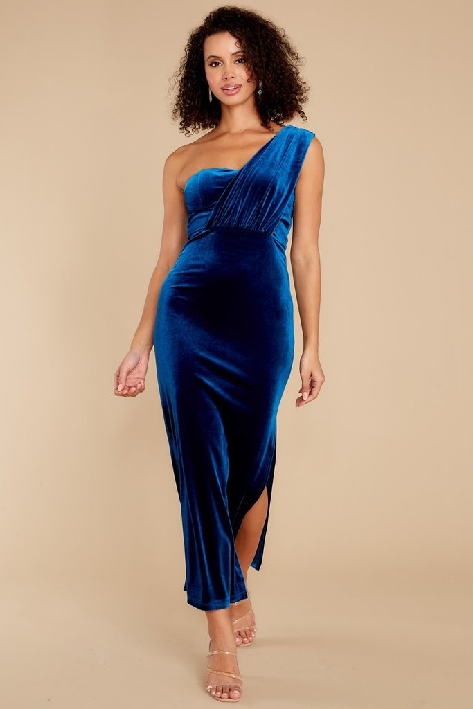 Flawless Beauty Royal Blue Velvet Maxi Dress | Red Dress 