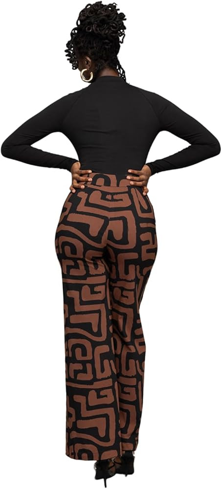 D'IYANU | Thema Women's African Print Wide Leg Stretch Pants | Amazon (US)