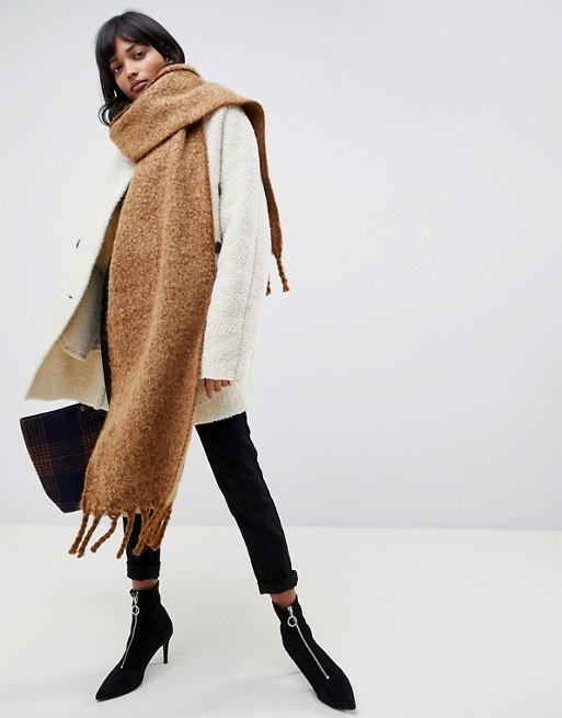 ASOS DESIGN fluffy two tone long scarf with tassels | ASOS US